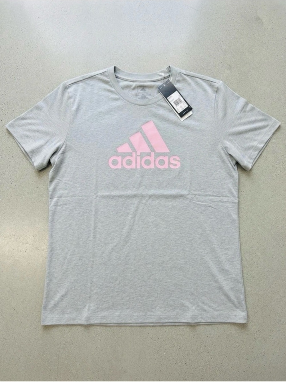 adidas Light Gray Tee with Pink Logo - Women's Short Sleevei 2xL